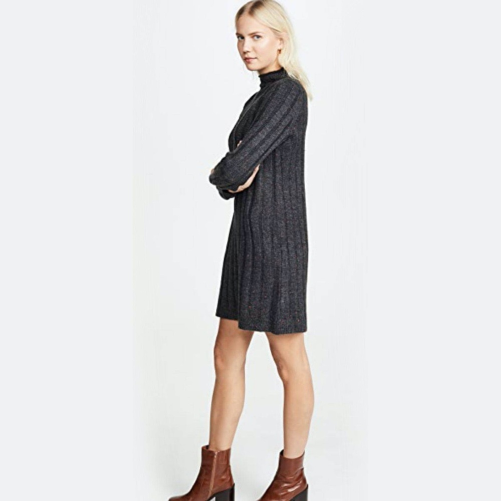 Madewell Coal Gray DONEGAL Rolled Mock Neck Dress - Picture 2 of 11
